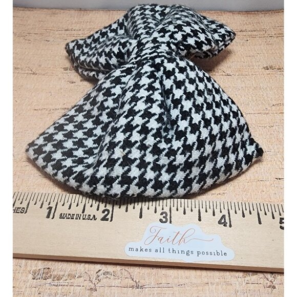 Vintage Black White Houndstooth Hair Bow Barrette Large Clip 90's Roll Tide - Picture 3 of 5